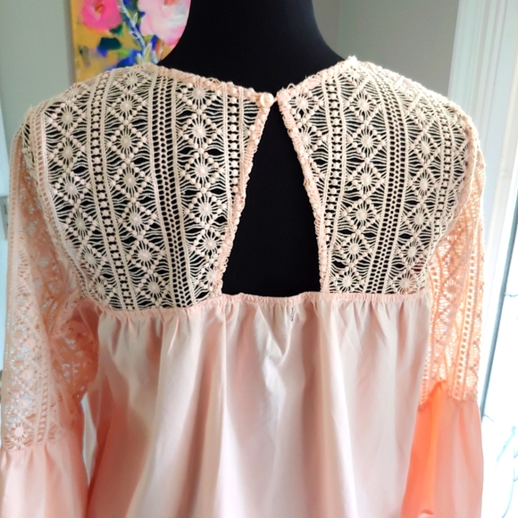 Sharagano Crocheted Poplin Top - Picture 7 of 11